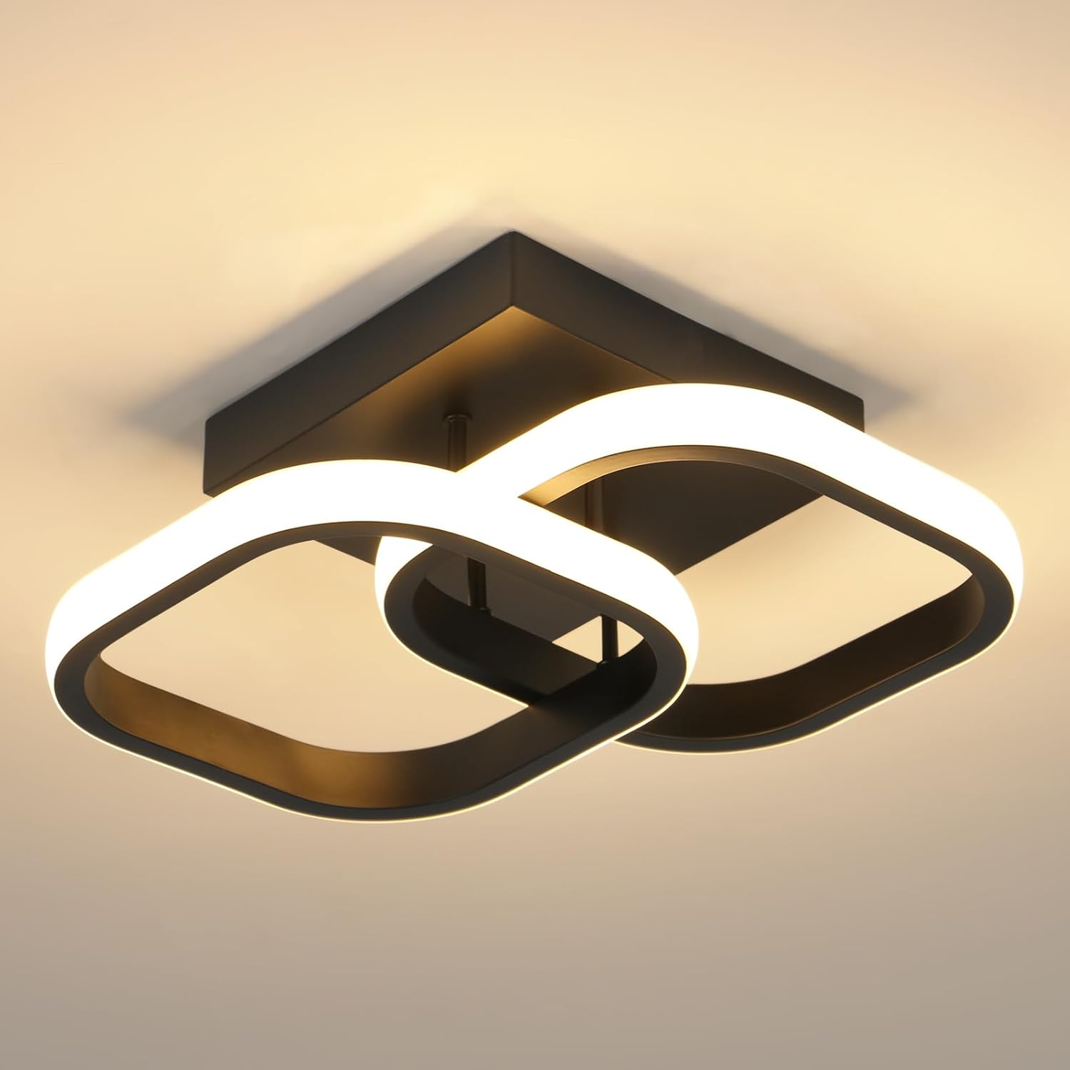 Ceiling Light - Black Aluminium Frame, Warm Light