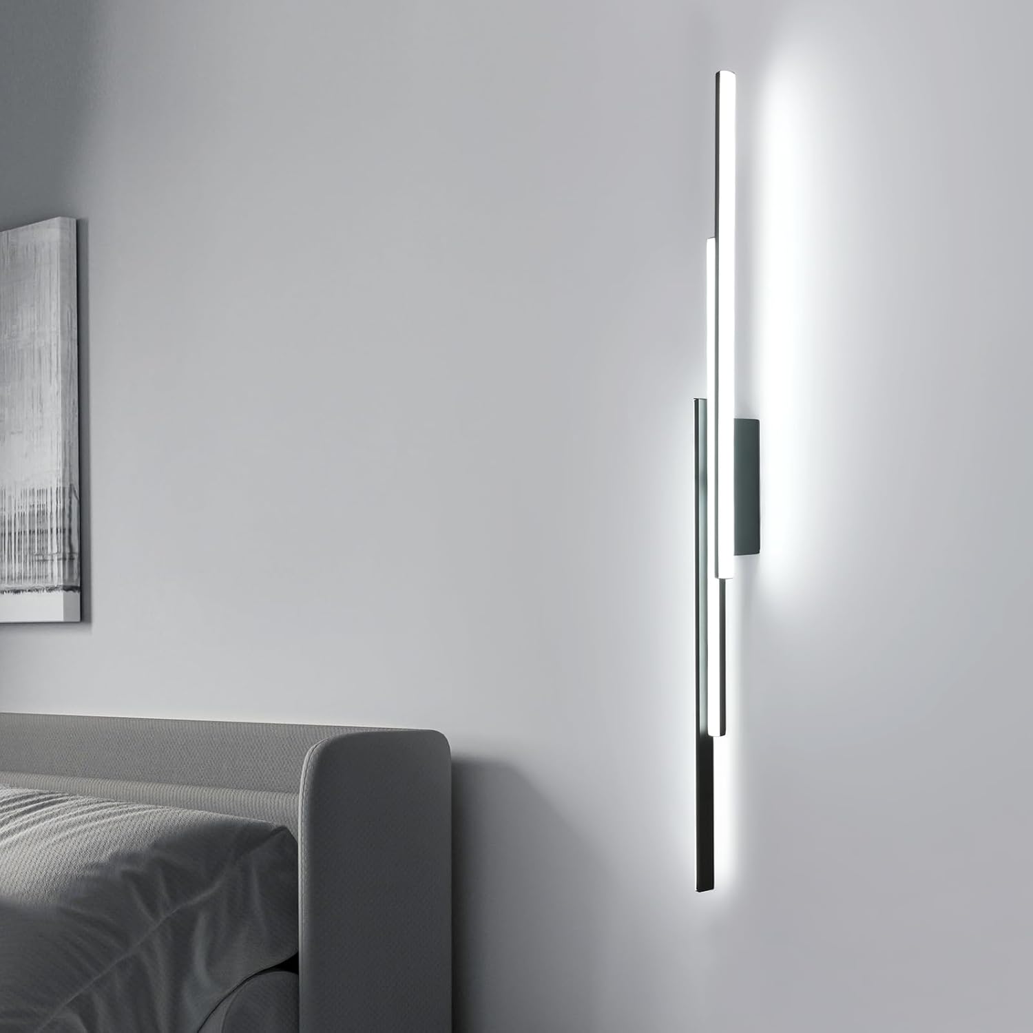 Wandleuchte - schwarzer Aluminiumrahmen, weißes Licht