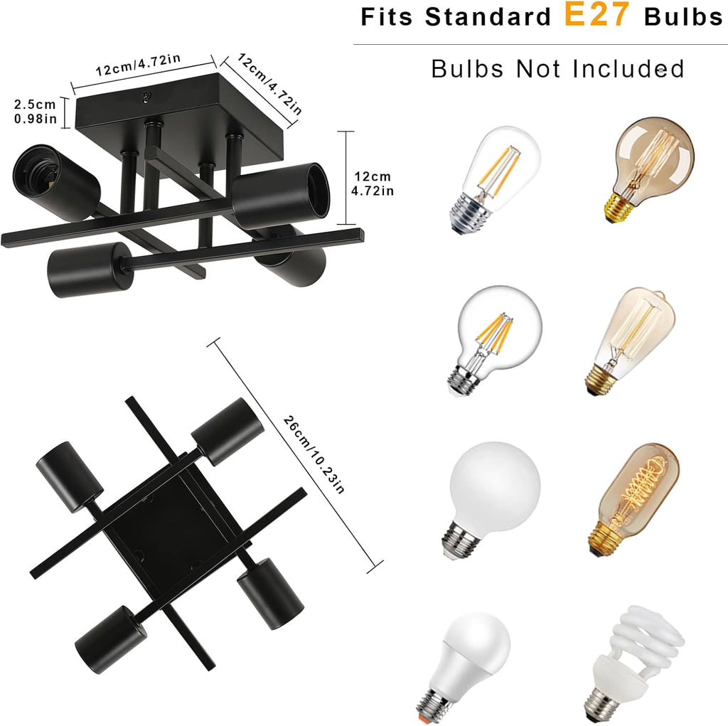 Ceiling Light - Black Metal Frame