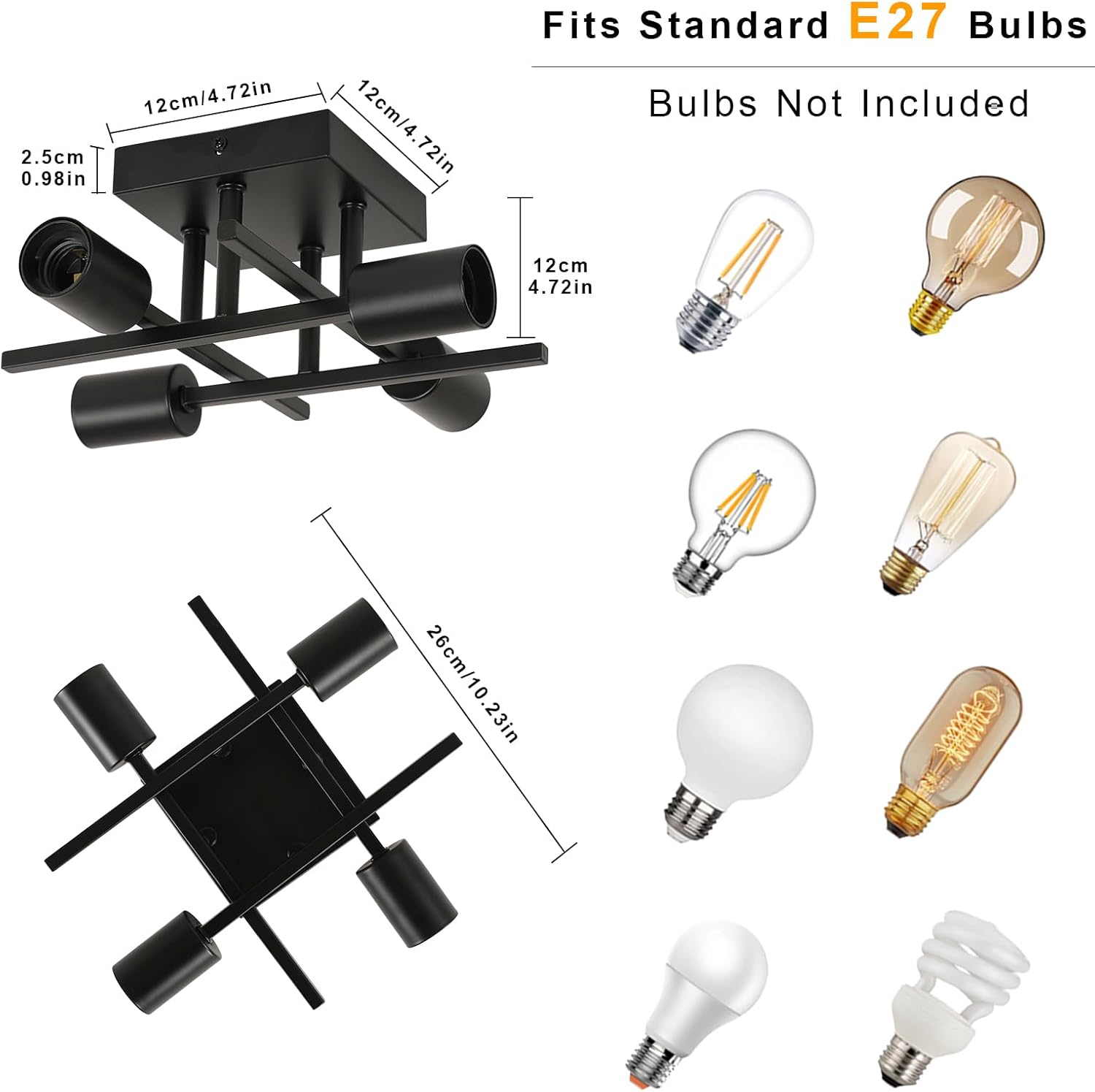 Ceiling Light - Black Metal Frame