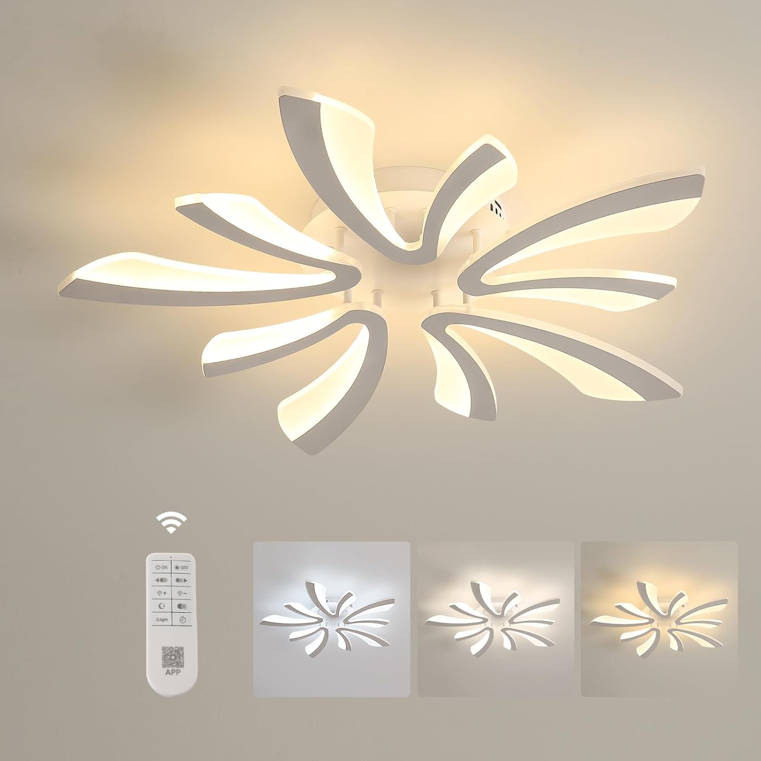 Ceiling Light - White Acrylic Frame, Tunable and Dimmable