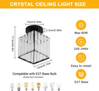 Ceiling Light - Black Crystal Frame, Warm Light