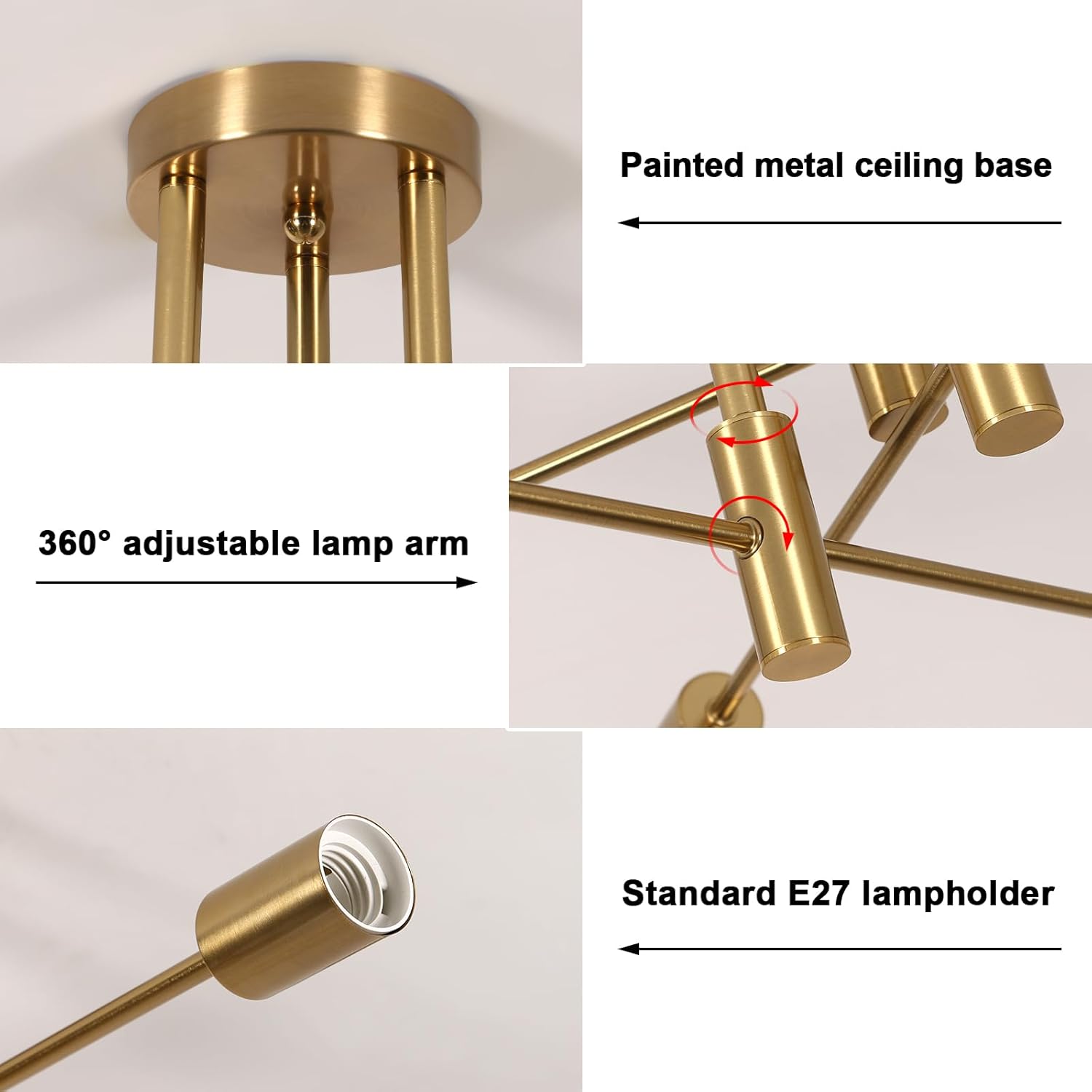 Ceiling Light - Gold Metal Frame