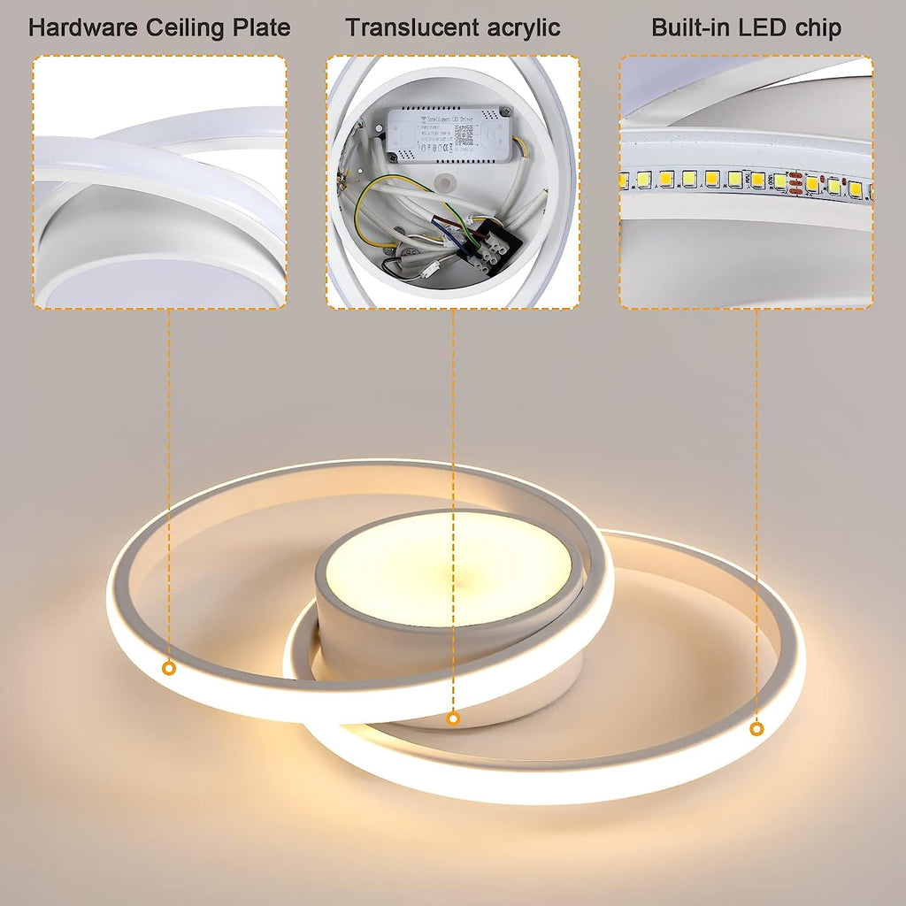 Ceiling Light - White Metal Frame, Tunable and Dimmable