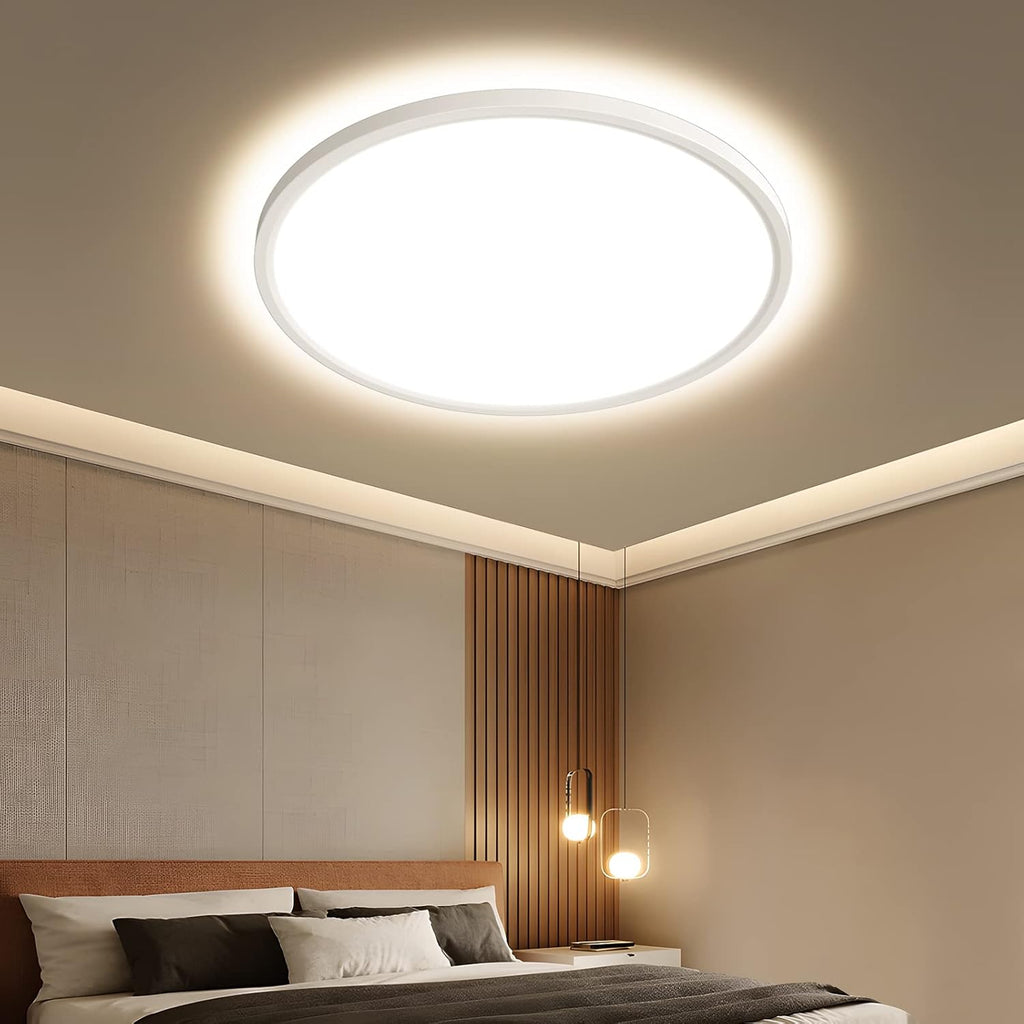 Ceiling Light - White Plastic Frame, Warm Light