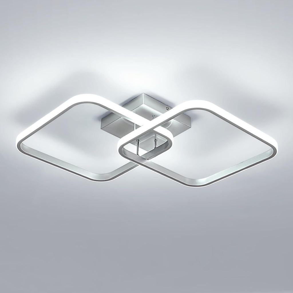 Ceiling Light - Silver Aluminium Frame, White Light