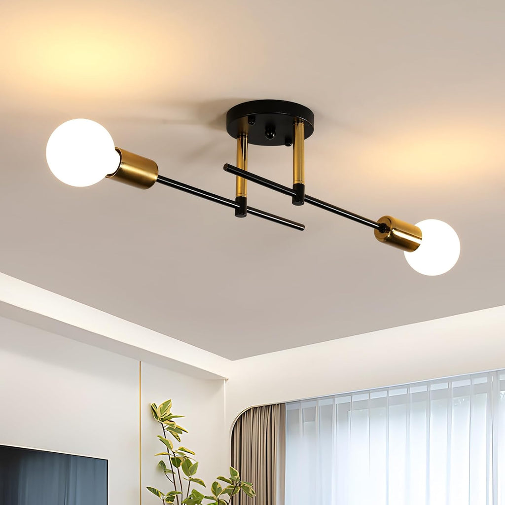 Ceiling Light - Black & Gold Metal Frame