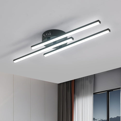 Plafoniera - Telaio in Alluminio Nero, Luce Bianca