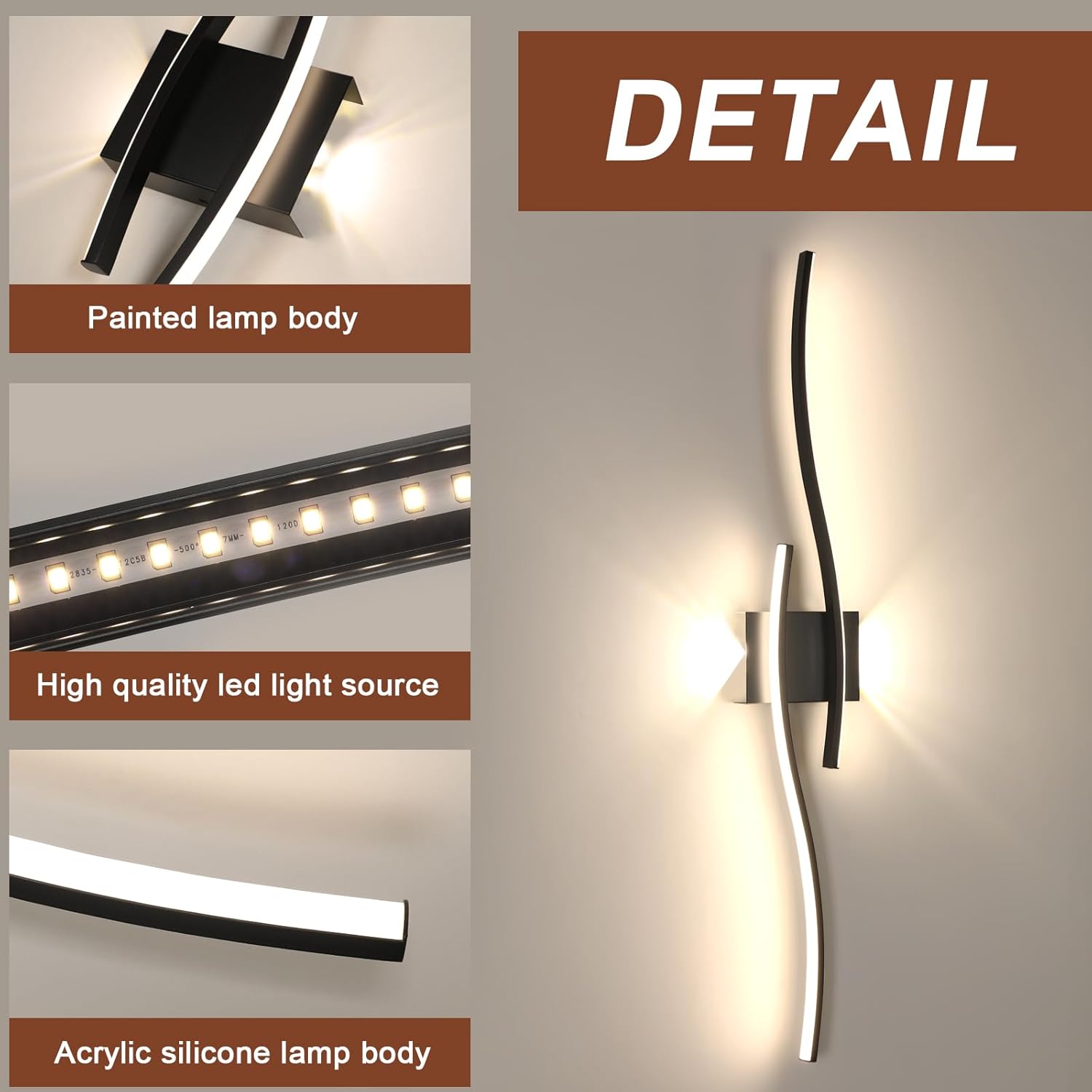 Wall Light - Black Aluminium Frame, Natural Light