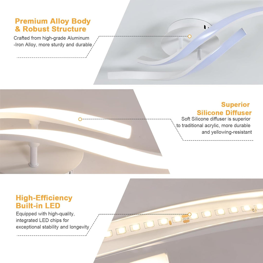 Ceiling Light - White Aluminium Frame, Warm Light