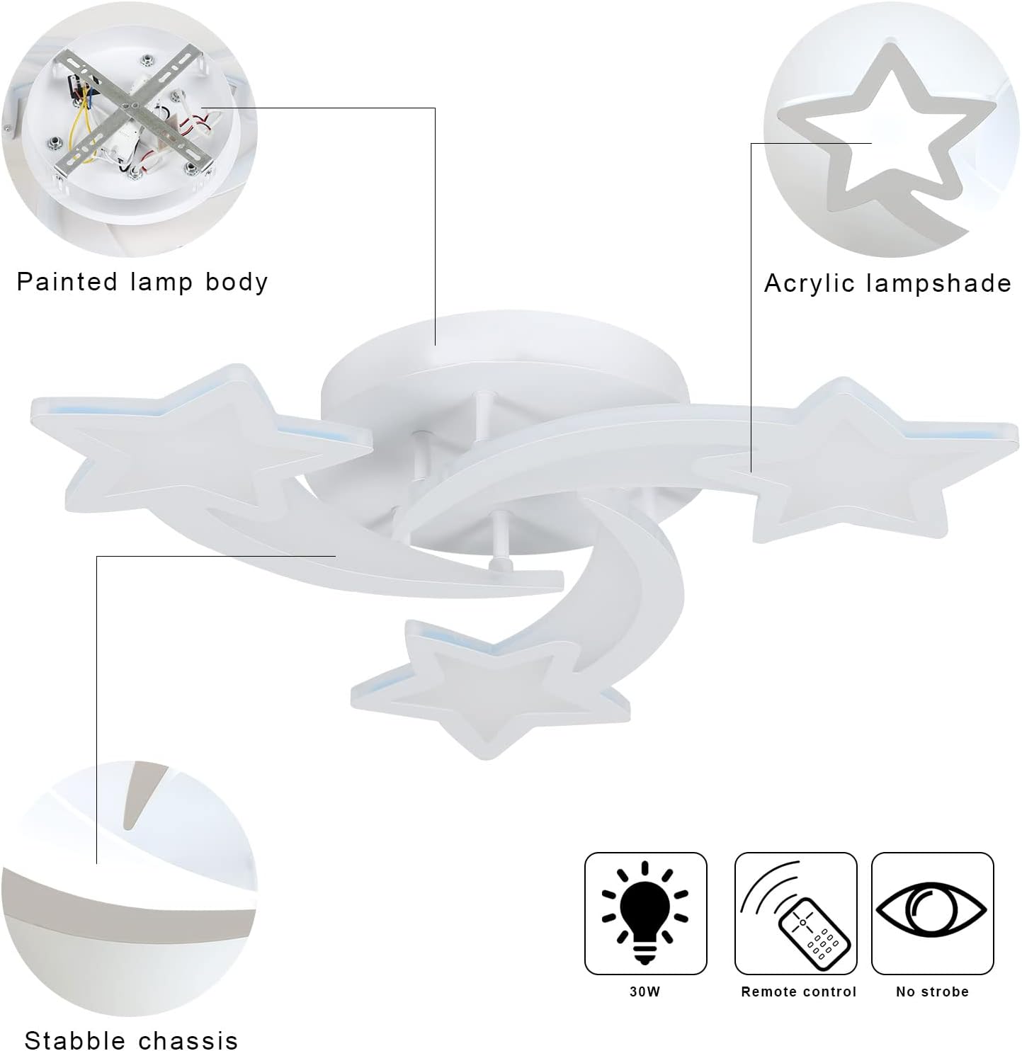 Ceiling Light - White Acrylic Frame, Tunable and Dimmable