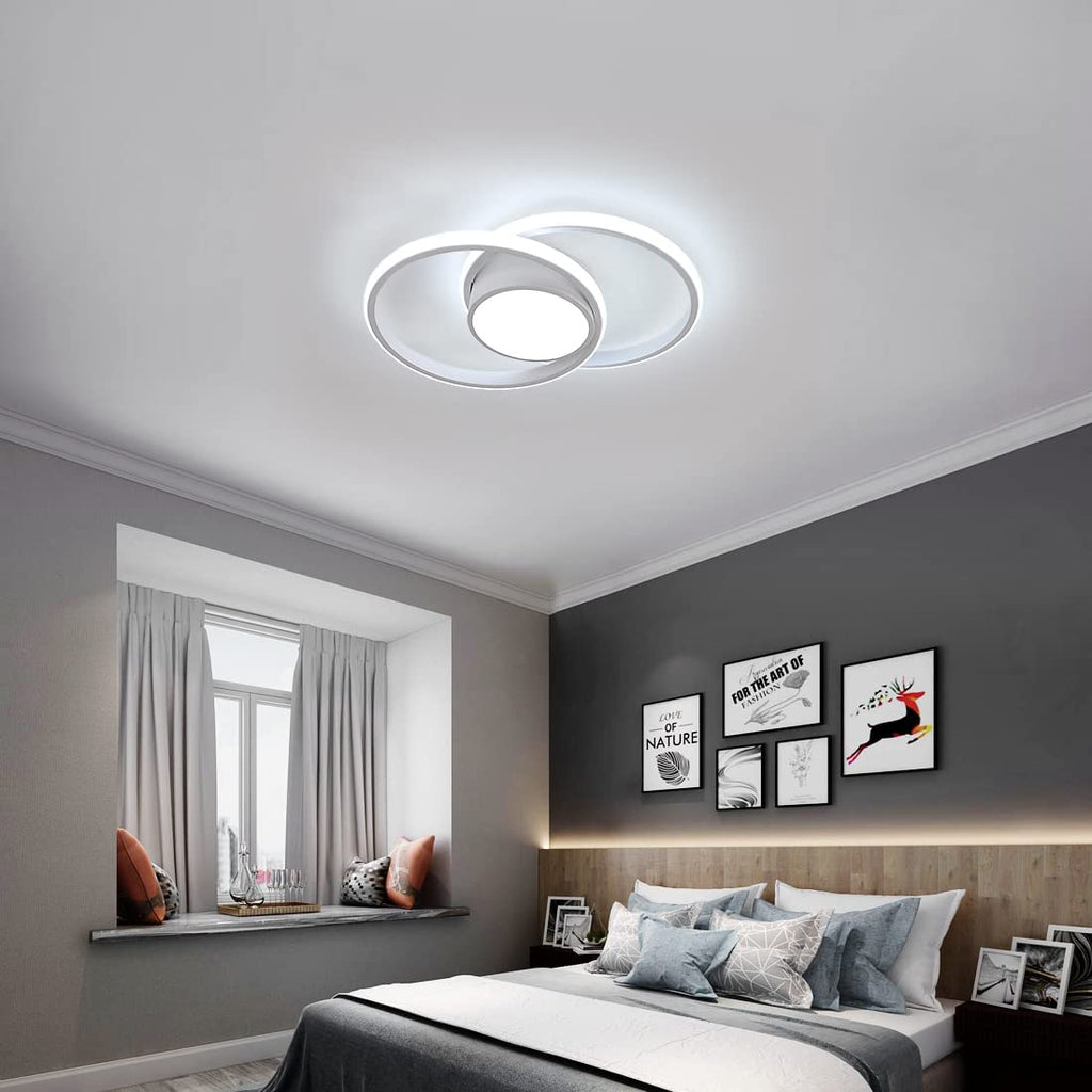 Ceiling Light - White Metal Frame, White Light