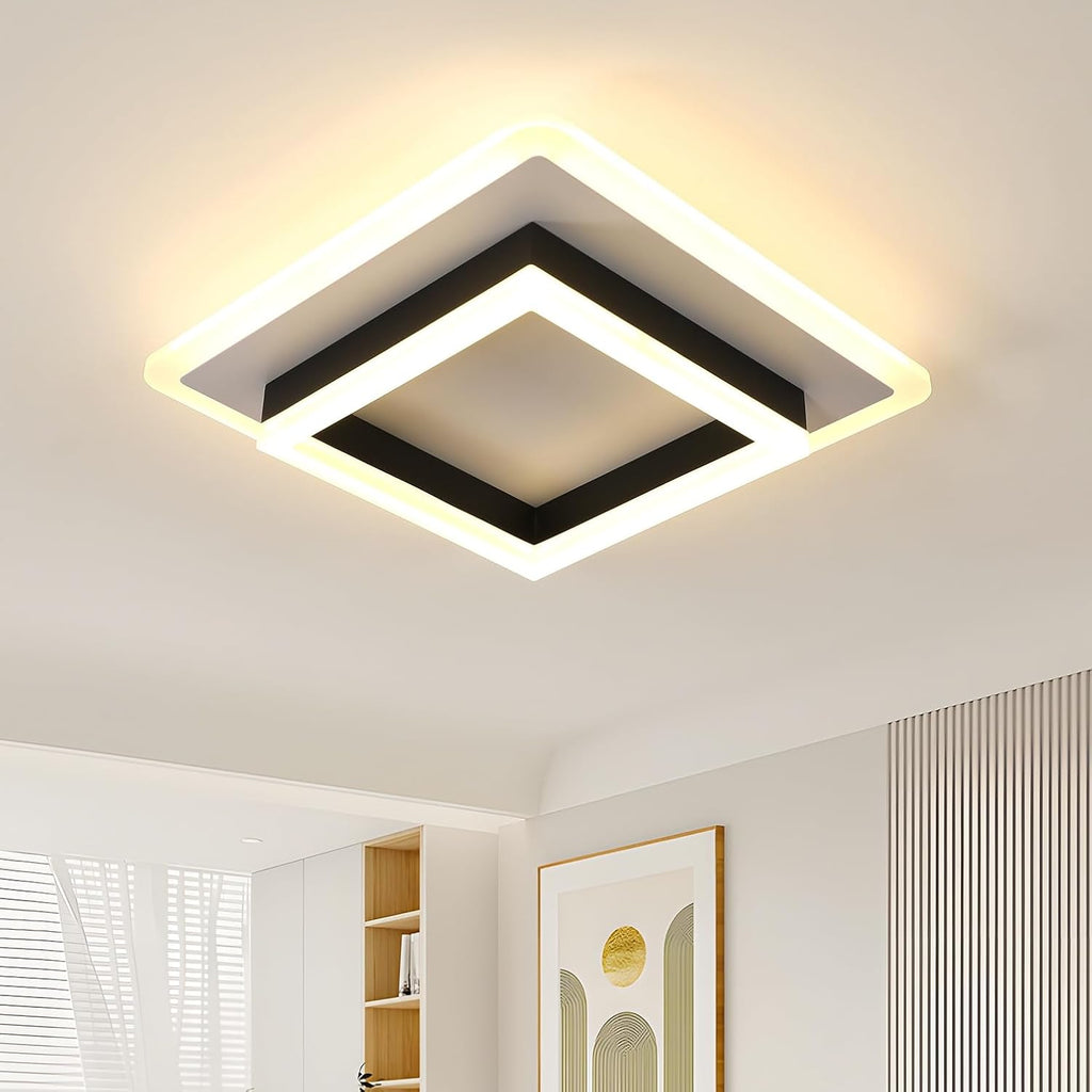 Ceiling Light - Black & White Acrylic Frame, Warm Light