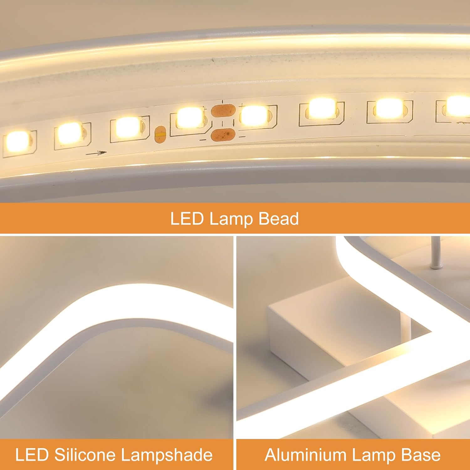 Ceiling Light - White Aluminium Frame, Warm Light