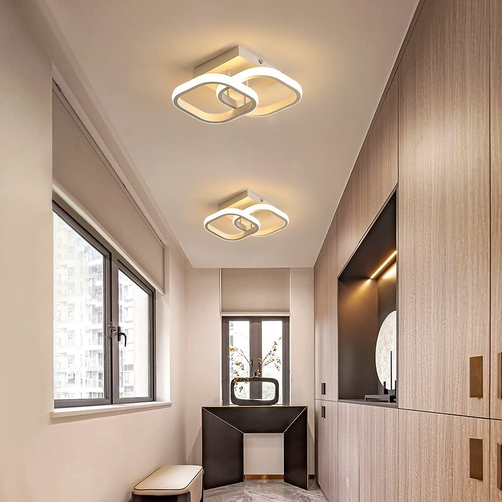 Ceiling Light - White Aluminium Frame, Warm Light