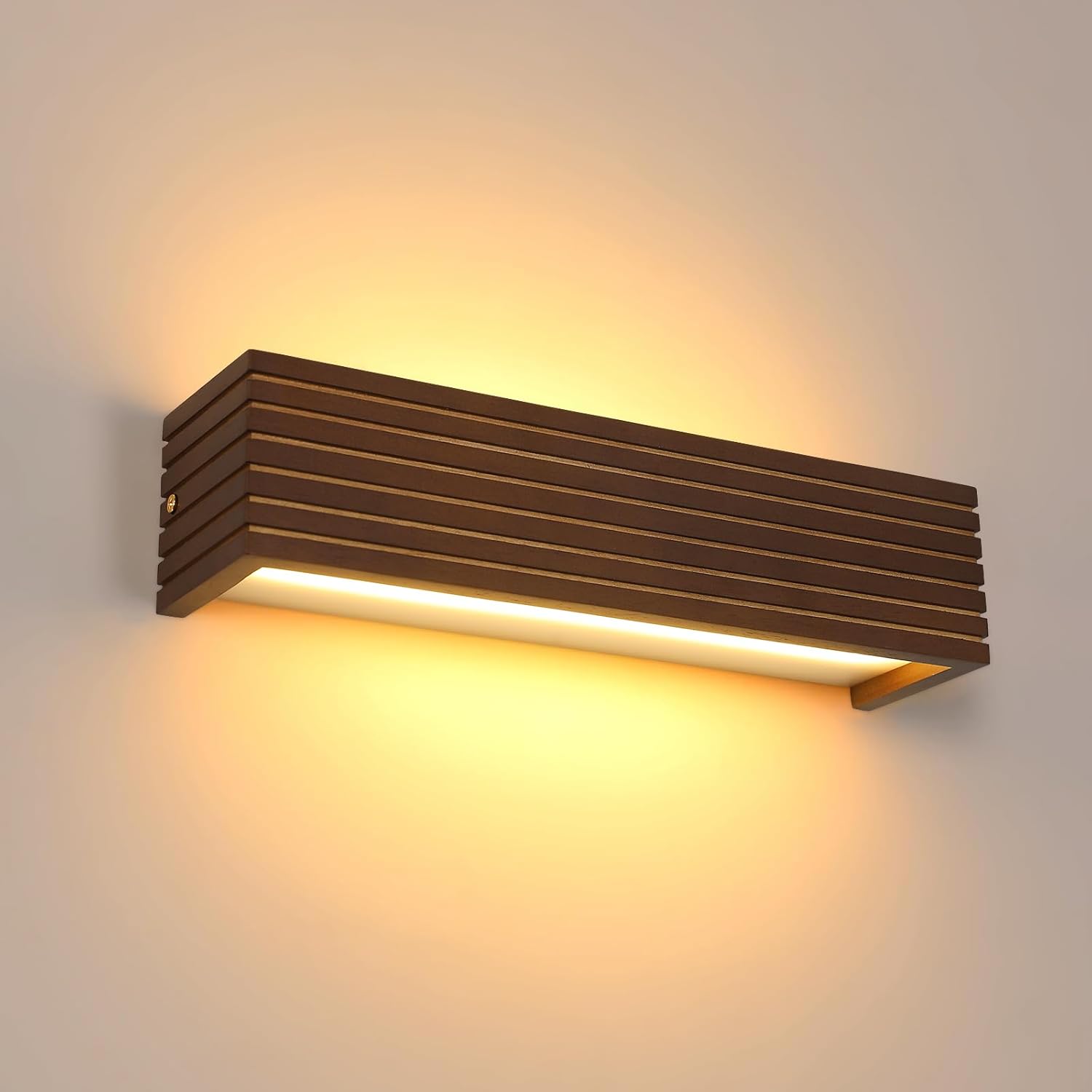 Wandleuchte - Holz-Kunststoff-Rahmen, Warmlicht