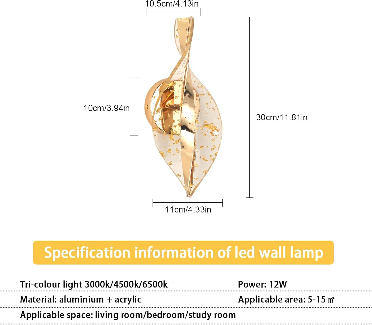Wall Light - Gold Acrylic Frame, Tunable