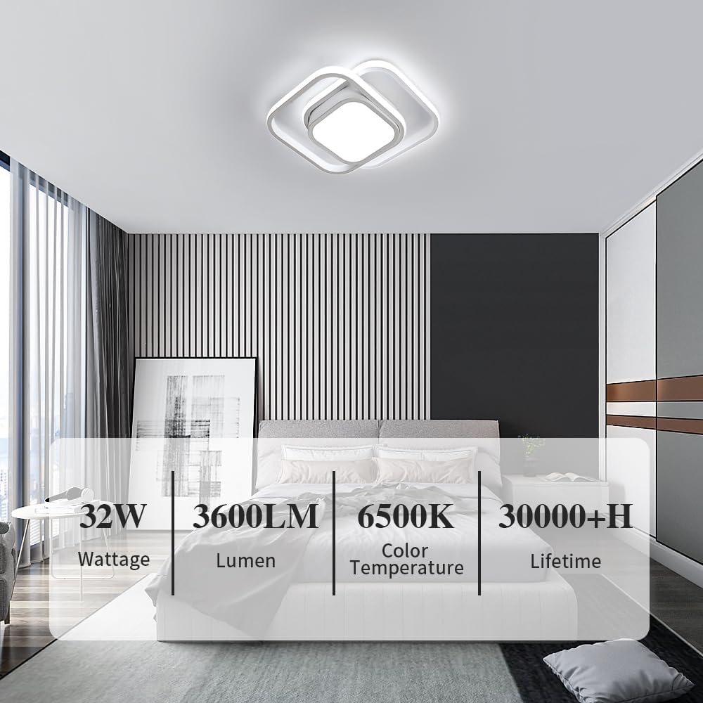 Ceiling Light - White Aluminium Frame, White Light