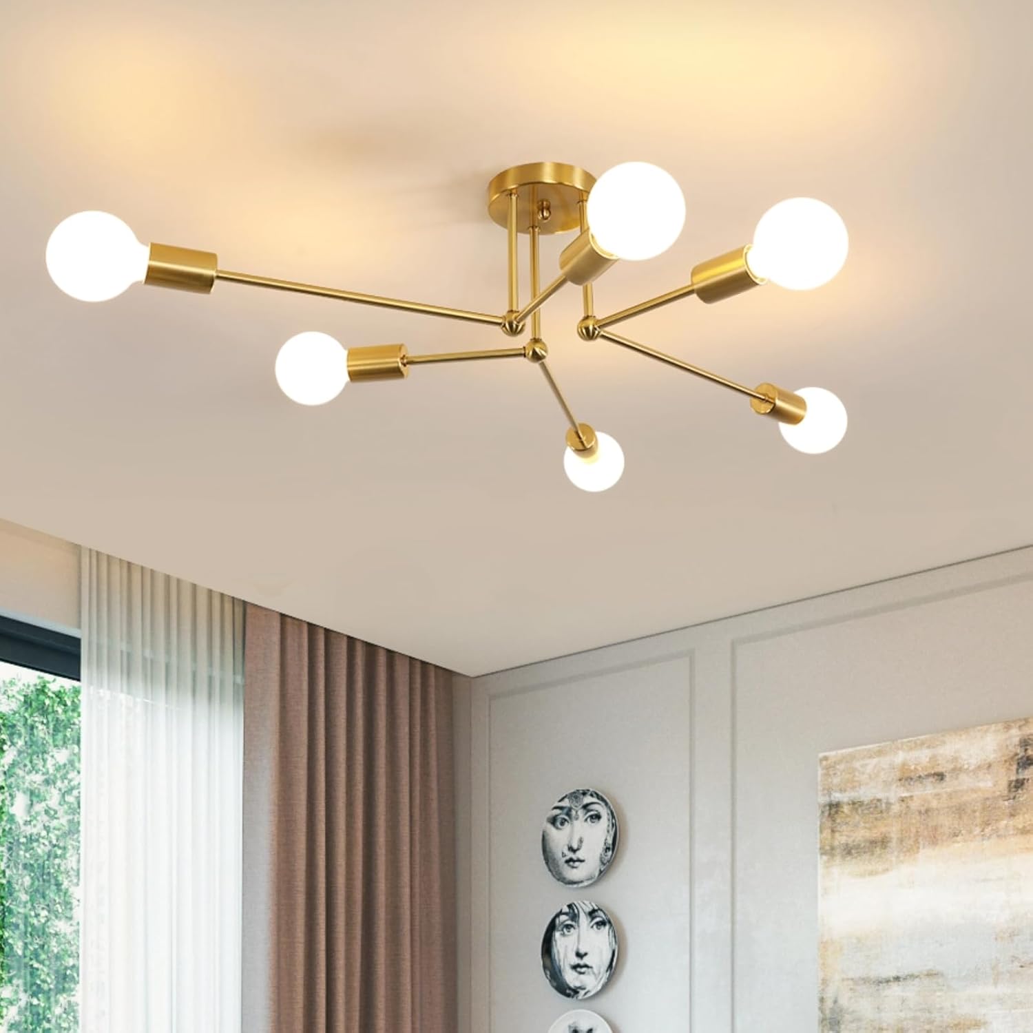 Ceiling Light - Gold Metal Frame