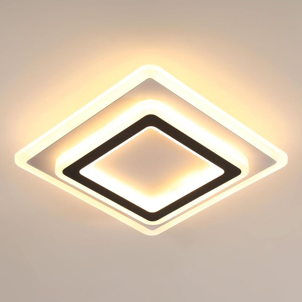 Ceiling Light - Black & White Acrylic Frame, Warm Light