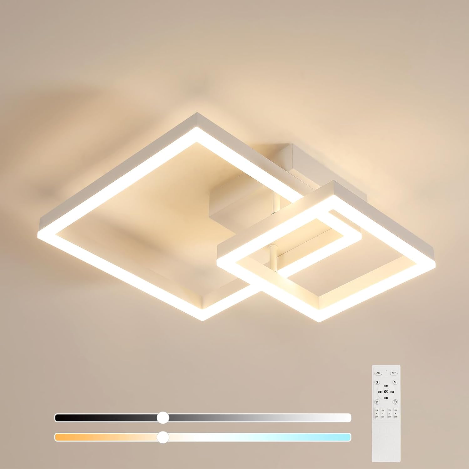 Ceiling Light - White Acrylic Frame, Tunable and Dimmable