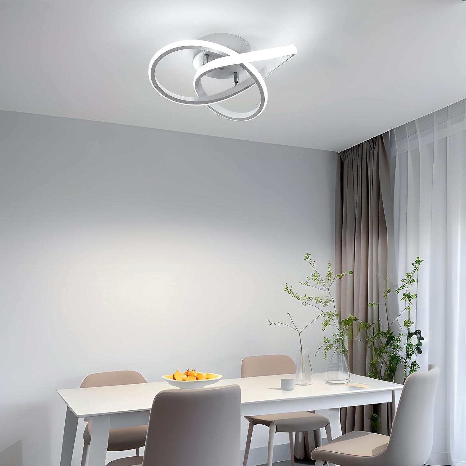 Ceiling Light - White Aluminium Frame, White Light
