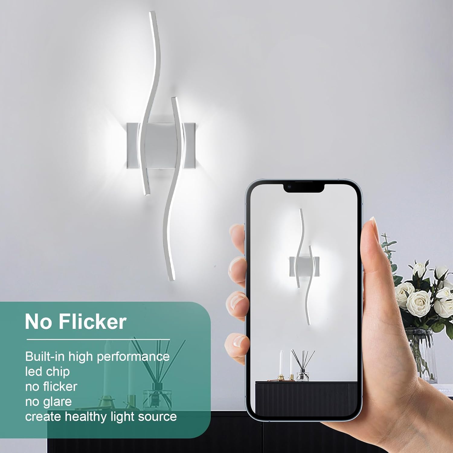 Wall Light - Chrome Aluminium Frame, White Light