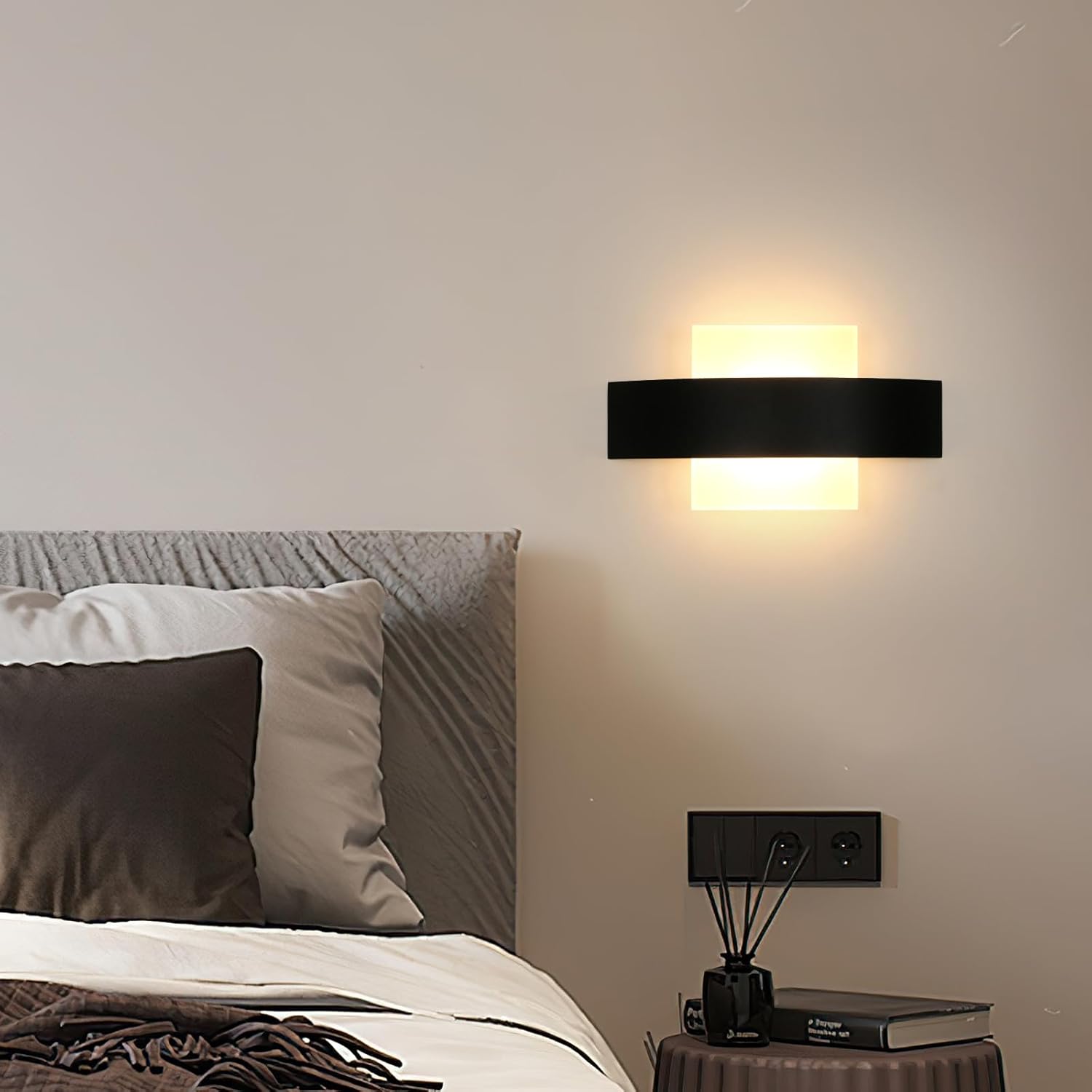 Wall Light - Black Acrylic Frame, Warm Light
