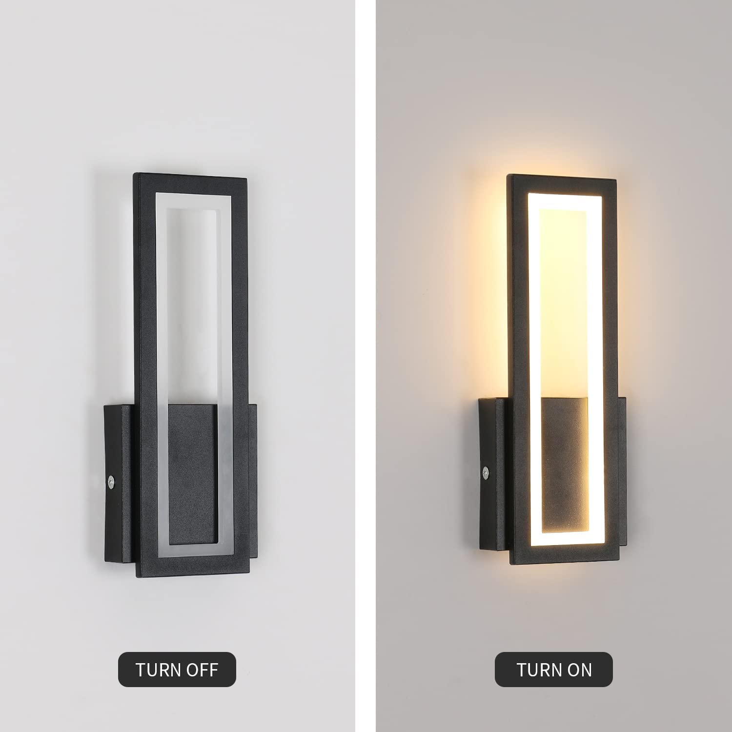 Lampada da Parete - Cornice in Acrilico Nero, Luce Calda