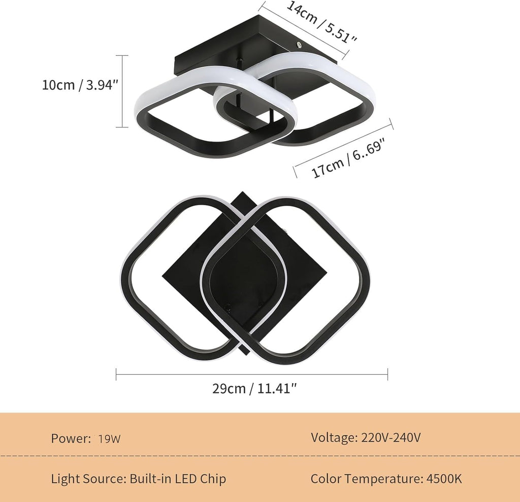 Ceiling Light - Black Aluminium Frame, Natural Light