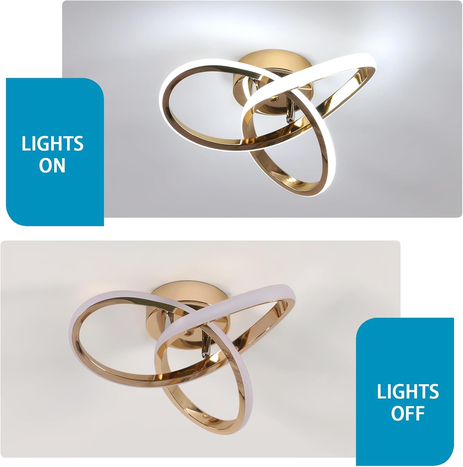 Ceiling Light - Gold Aluminium Frame, White Light