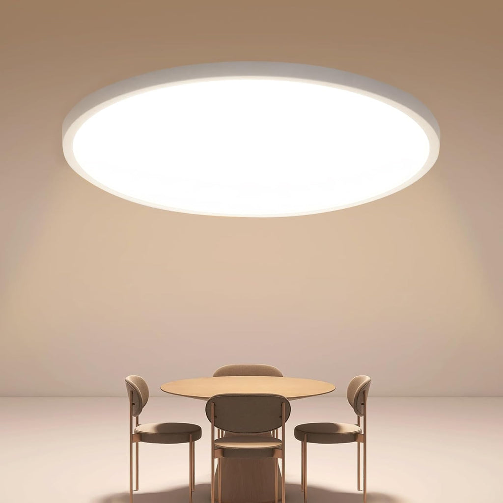 Ceiling Light - White Plastic Frame, Warm Light