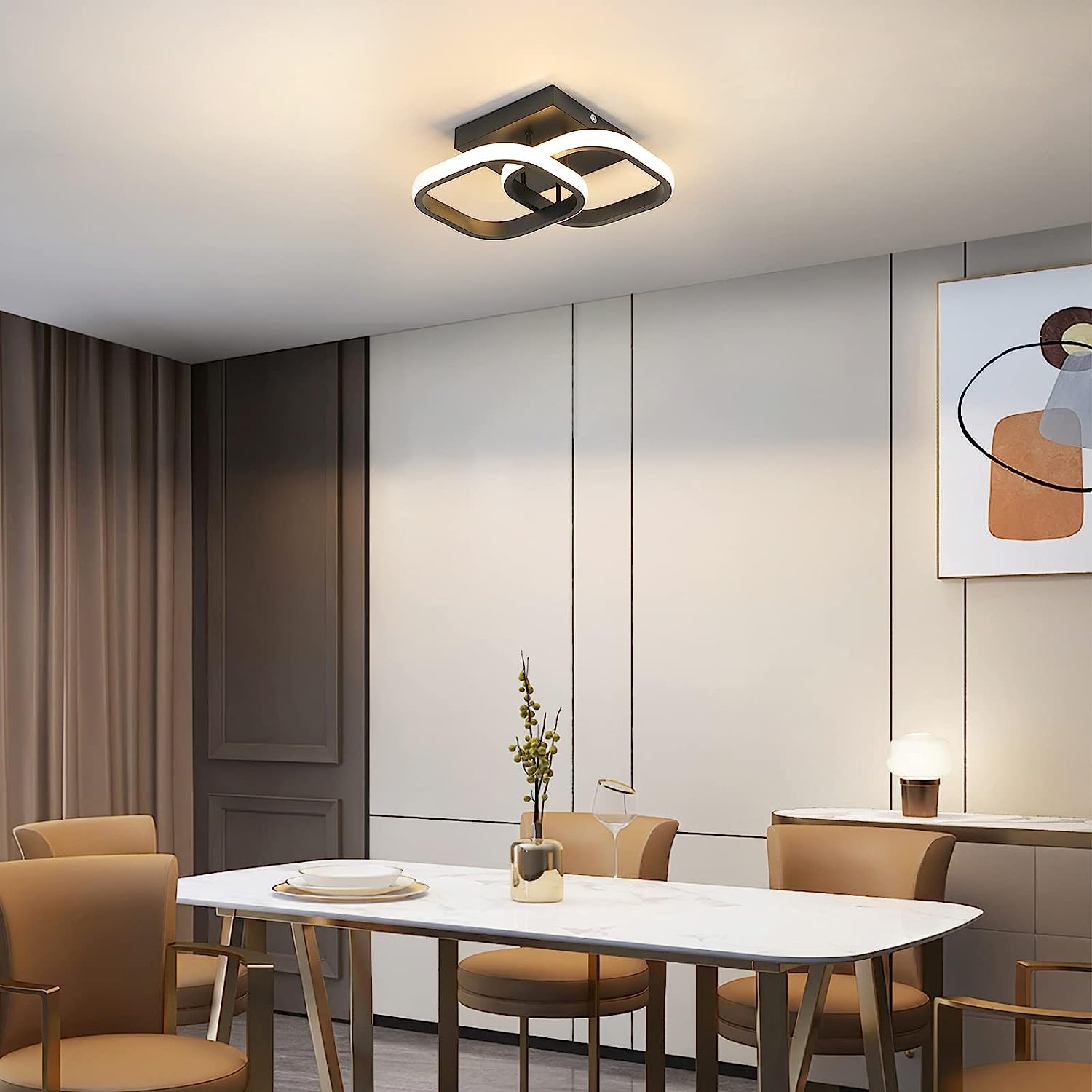 Ceiling Light - Black Aluminium Frame, Warm Light