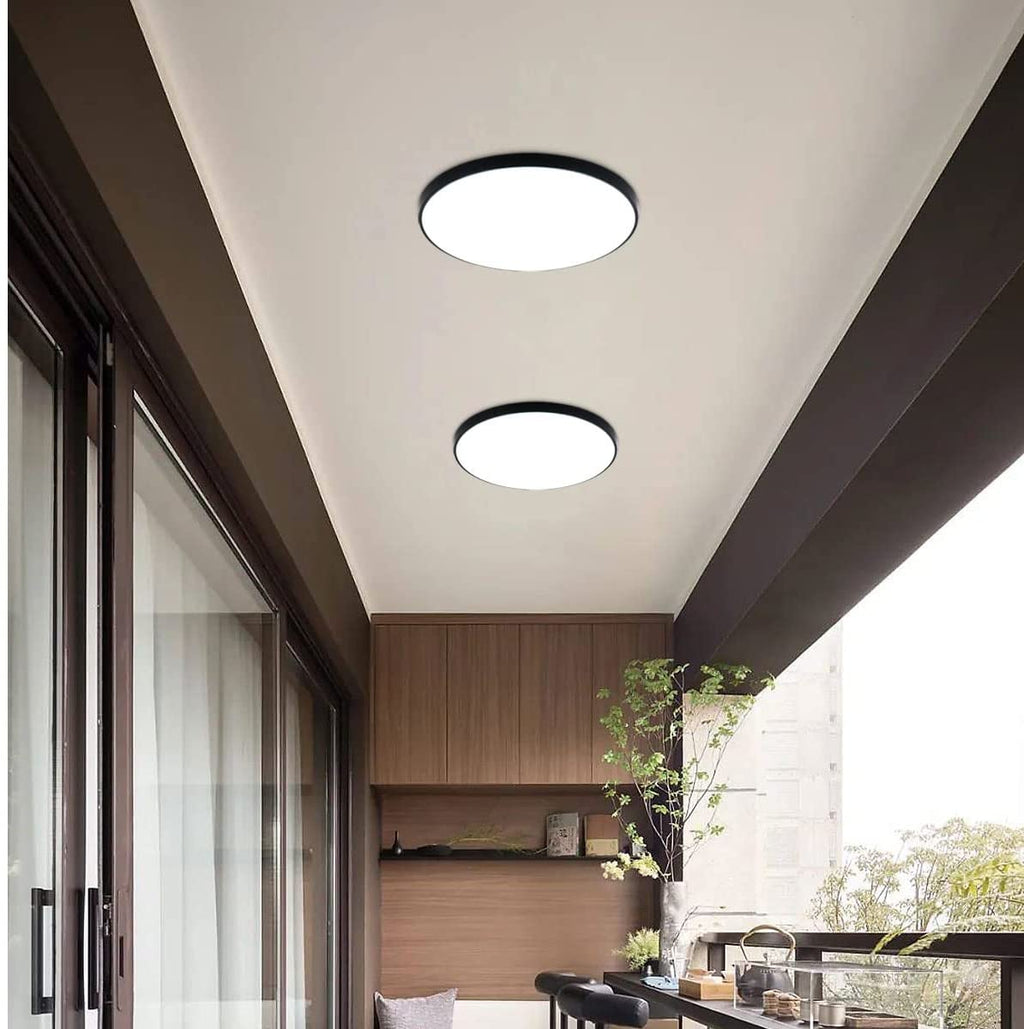 Ceiling Light - Black Plastic Frame, White Light