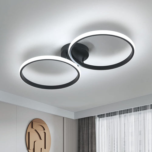Plafoniera - Telaio in Alluminio Nero, Luce Bianca