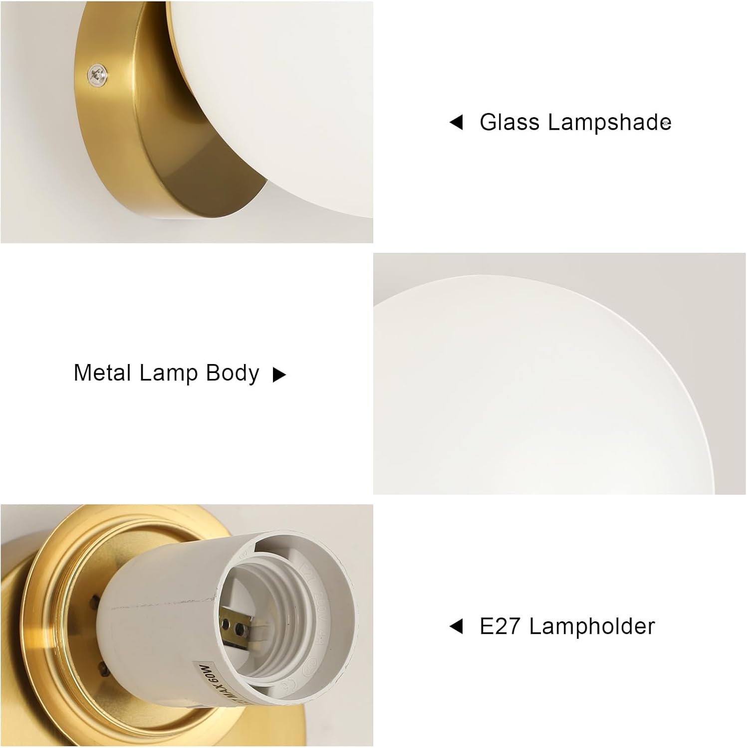 Wandleuchte – Gestell aus Bronze-Gold-Metall