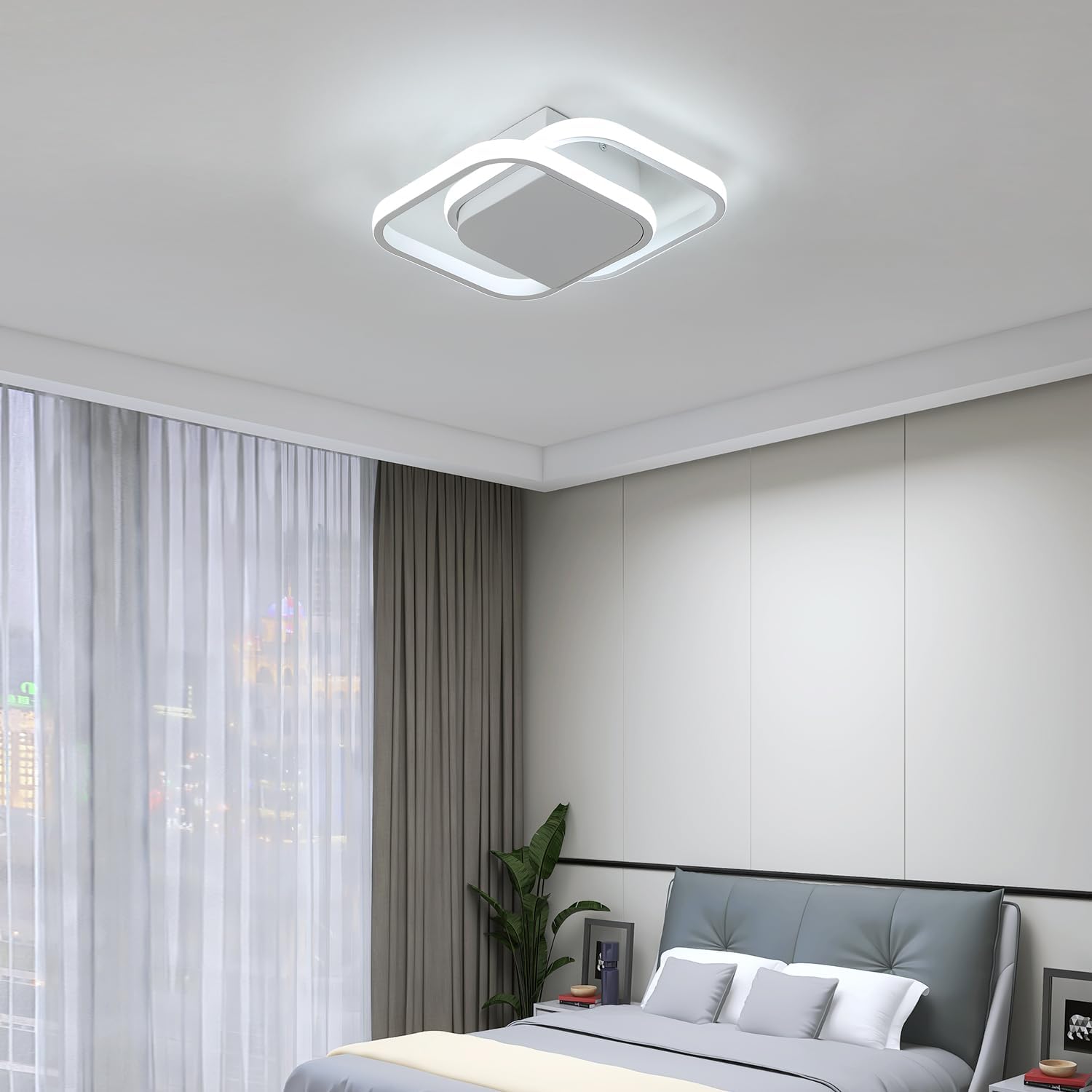 Ceiling Light - White Aluminium Frame, Tunable and Dimmable