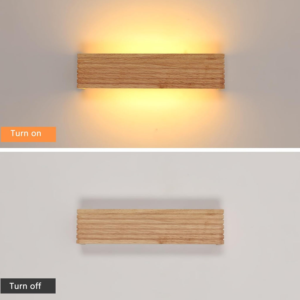 Wandleuchte - Rahmen aus Holz und Kunststoff, warmweißes Licht