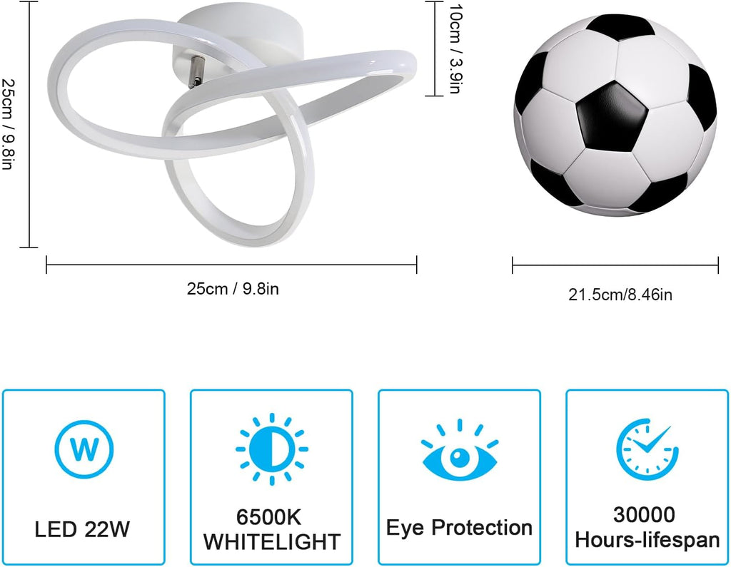 Ceiling Light - White Aluminium Frame, White Light