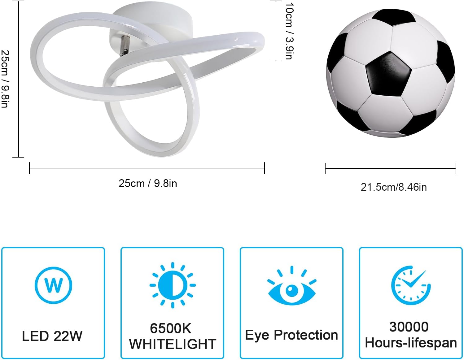 Ceiling Light - White Aluminium Frame, White Light
