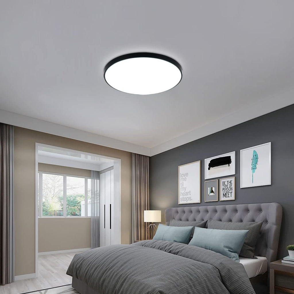 Ceiling Light - Black Plastic Frame, White Light