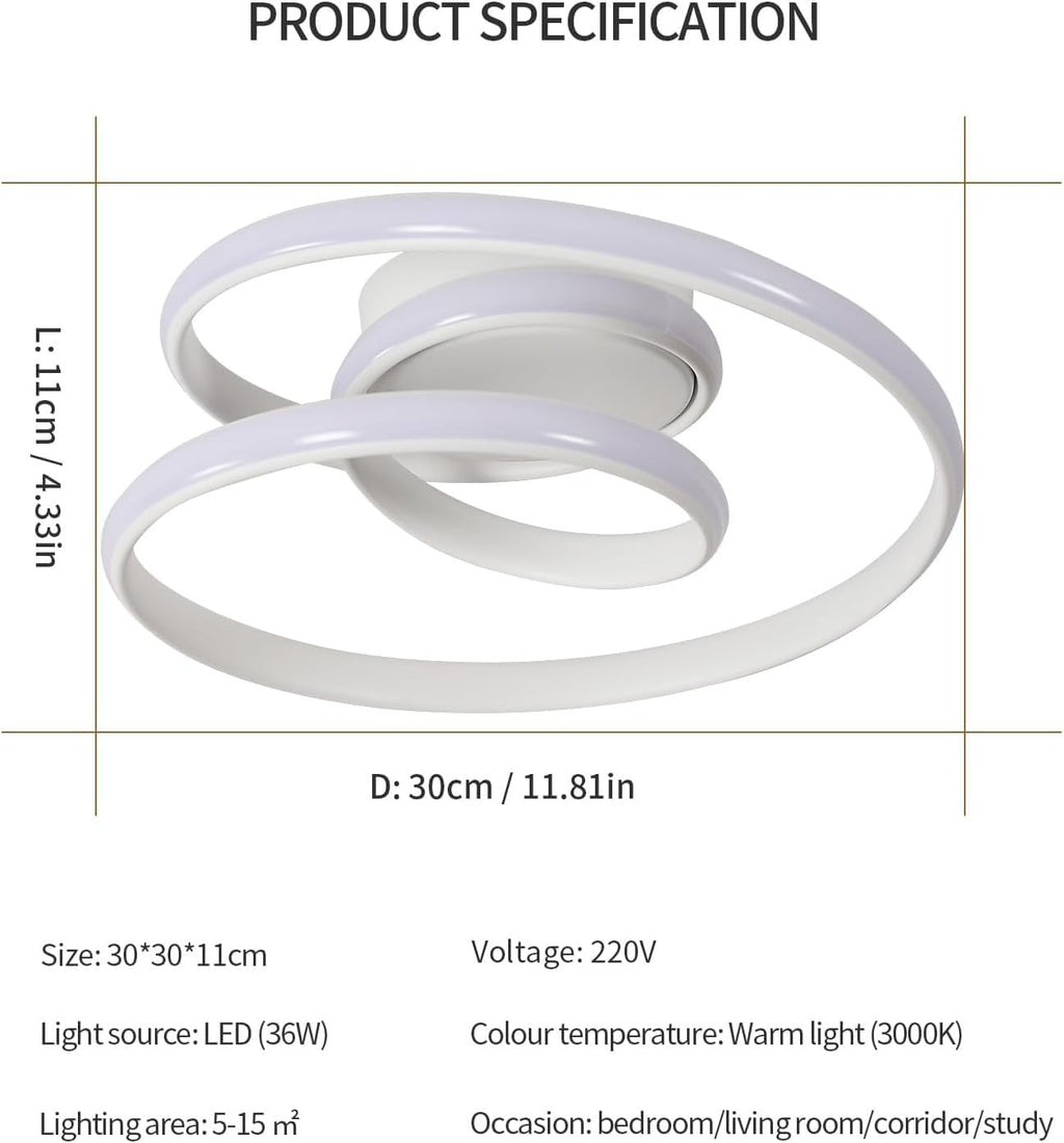 Ceiling Light - White Aluminium Frame, Warm Light
