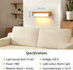 Wall Light - Wood Metal Frame, Warm Light