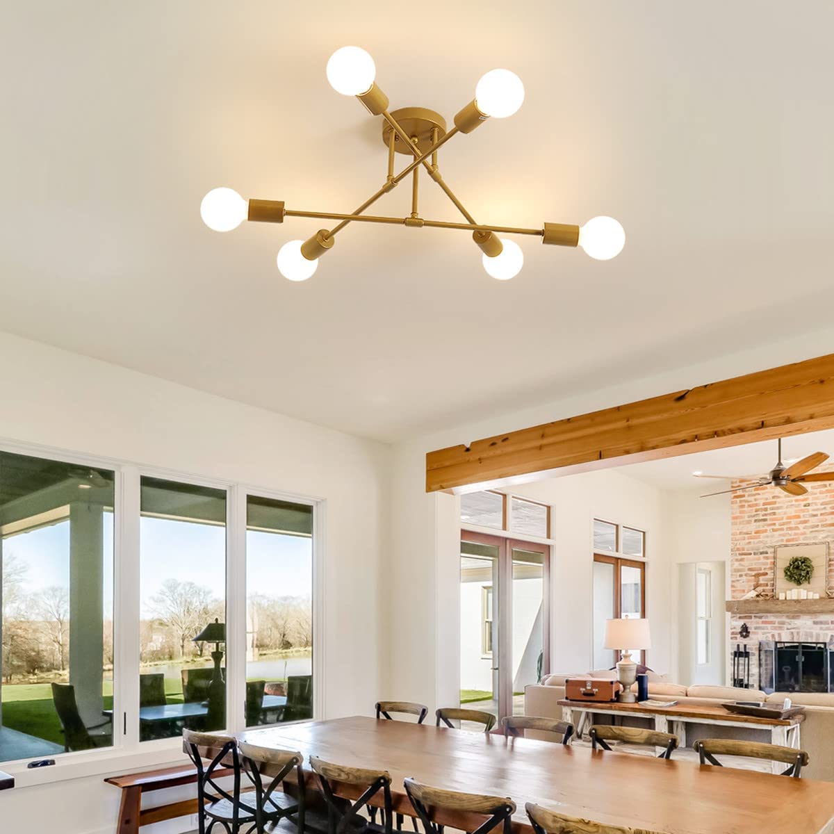 Ceiling Light - Gold Metal Frame