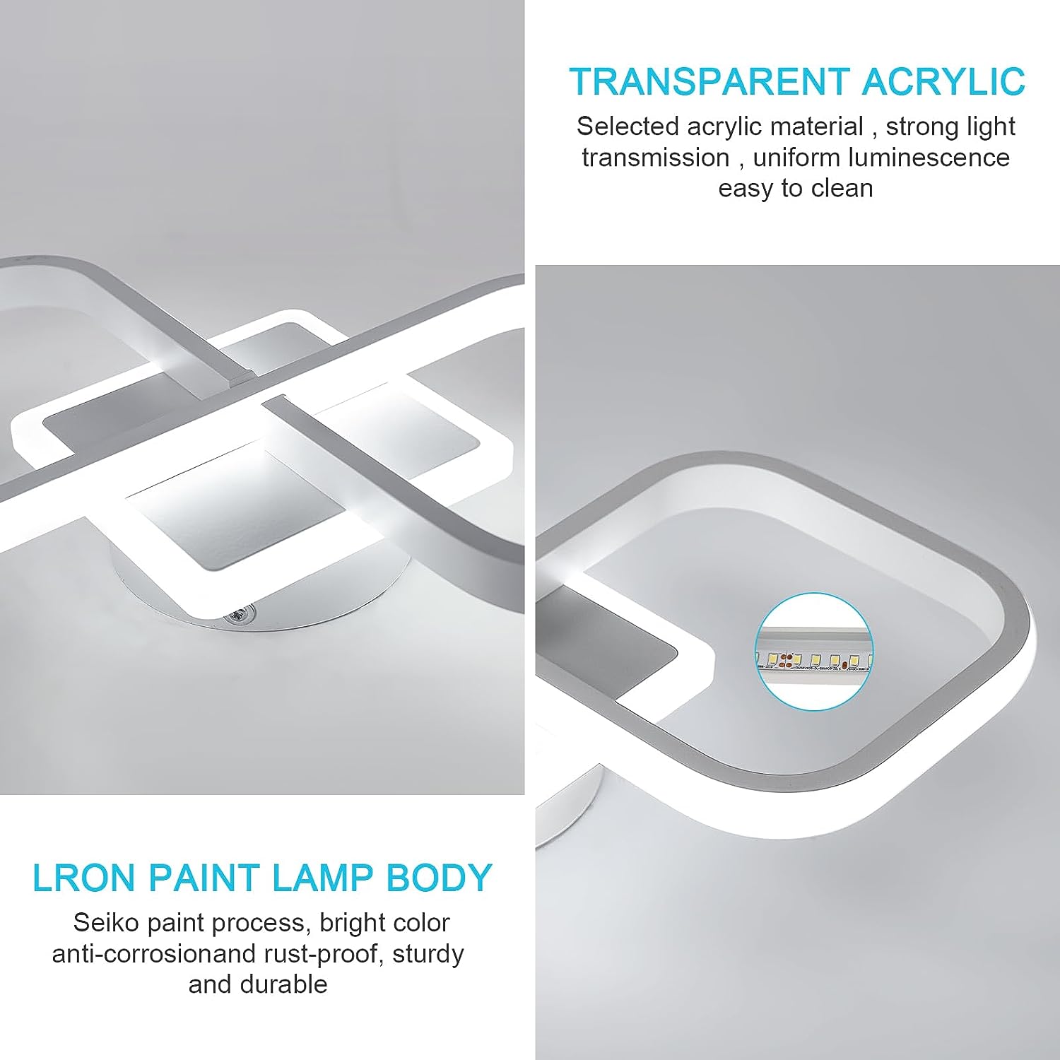 Ceiling Light - White Acrylic Frame, White Light