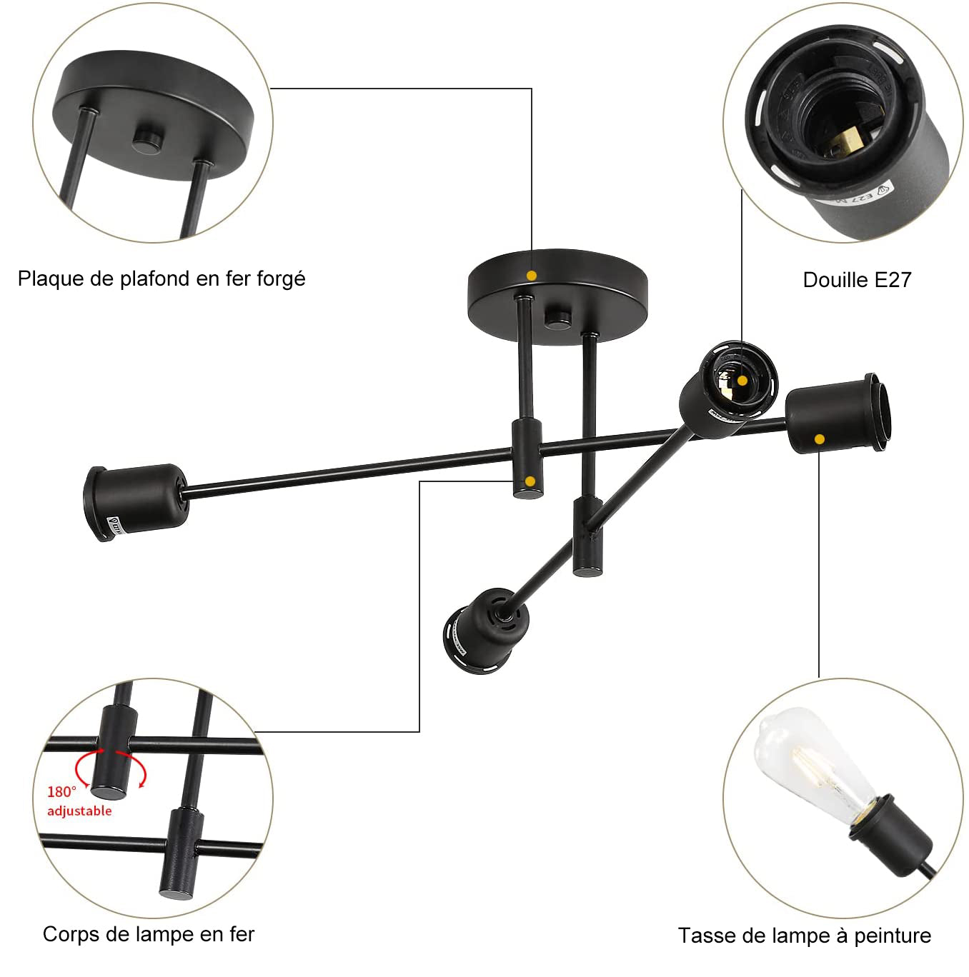 Ceiling Light - Black Metal Frame
