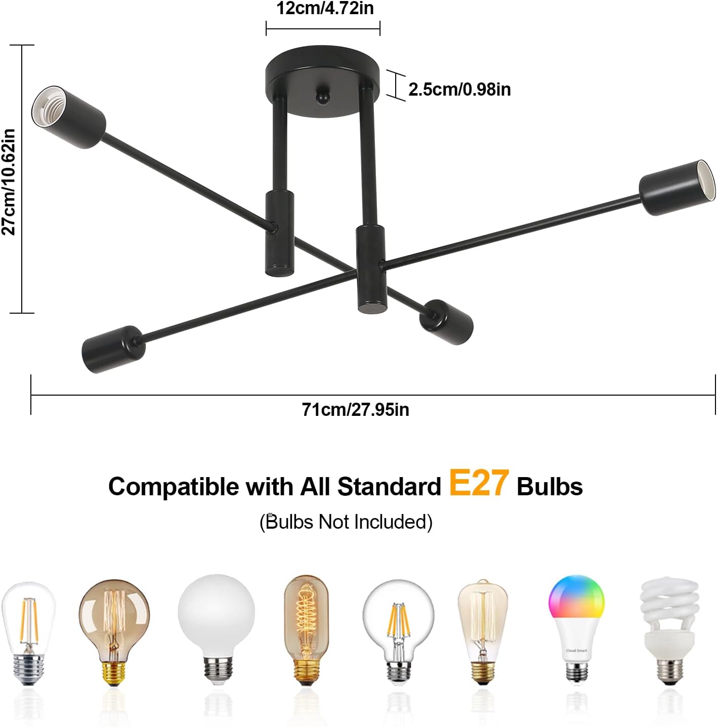 Ceiling Light - Black Metal Frame