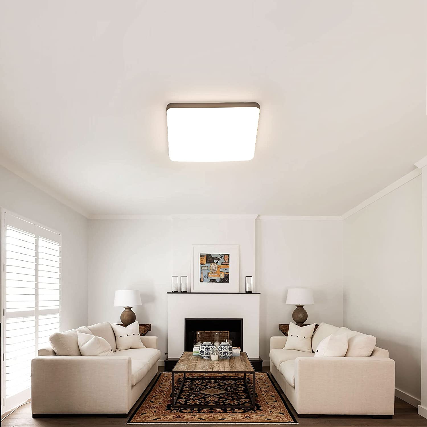 Ceiling Light - White Plastic Frame, Natural Light