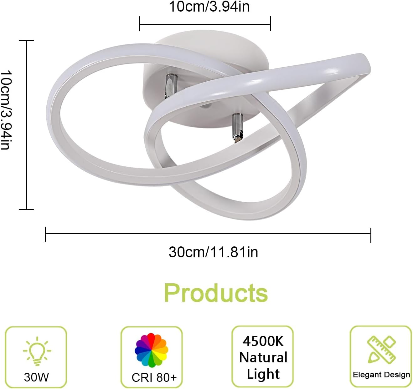 Ceiling Light - White Aluminium Frame, Natural Light