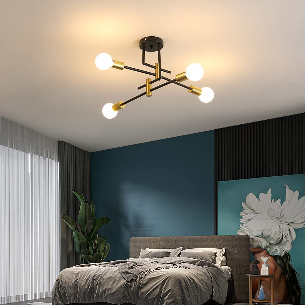 Ceiling Light - Black & Gold Metal Frame